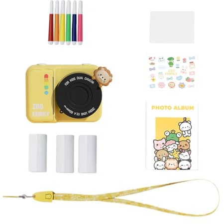 Citywalk CáMara de ImpresióN InstantáNea para NiñOs CáMara Digital HD con Pantalla de 3 Pulgadas WiFi y Papel FotográFico TéRmico de Doble Lente de 48 MP (Amarillo)