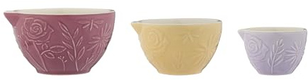 Mason Cash in The Meadow Messbecher – 3er-Set | Geprägte Steinzeug-Nistbecher (1 Tasse, ½ Tasse, ¼ Tasse) – splitterfest, Pastell-Backgeschirr