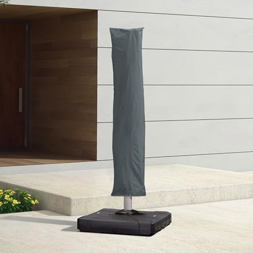 PURPLE LEAF Housse Parasol Déporté Housse de Protection 255 x 62 cm Gris