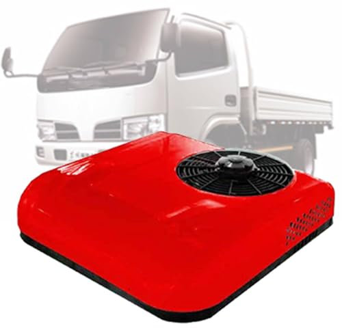 YLANMEI Electric Truck Rv Roof Air Conditioner, Car Hanging Air Conditioners, Mini Air Conditioner for Car, Caravan, Truck, Electric Parking Air Conditioner,Red-24V