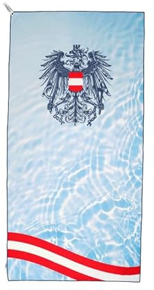 Hoamatkult Pool Austria Mikrofaser Badetuch XXL – Österreich Wendedesign | schnelltrocknend & saugstark | ultraleichtes Strandtuch Reise Fitness | 180x90 cm