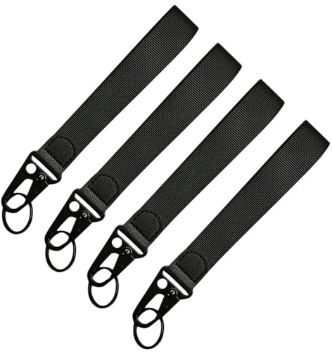 UILYNIU 4er-Pack Handgelenk-Schlüsselband – kurze Handgelenkschlaufe für Schlüssel, Geldbörsen, kleine Anhänger – Handschlaufe für Damen und Herren, Schwarz , 7.87 inches x 0.98 inches