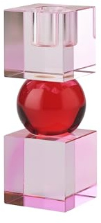 Giftcompany Sari, Kristallglas, Kerzenhalter, Kugel, 2 Cubes, Hellrosa/rot, gs, 5x14x5cm