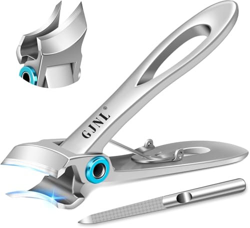 Tagliaunghie obliquo per unghie dei piedi spesse per anziani - Tagliaunghie inclinate a 45 gradi, per uomini e donne con ampia apertura della mascella, tagliaunghie curve grandi, colore argento