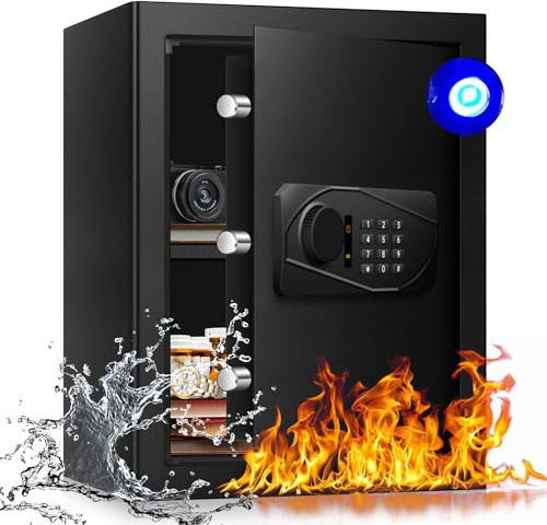 AltiKeep Security Safe with LED Light Digital Keypad,60L Home Safe Box with Fireproof Document Bag, Secure Cash, Jewelry, Other Valuables, Money Storage Box For Home, Office, Hotel, 35cm x 35cm x 45cm