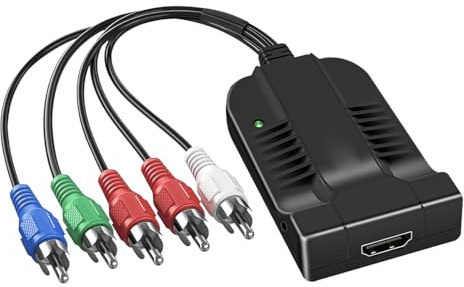 Nicear Cable adaptador convertidor de YPbPr a HDMI, 5 RCA, RGB, entrada de audio derecha/izquierda, salida HDMI, 1080P, para DVD, STB, VHS, VCR, PS2, HDTV, monitor de pantalla.