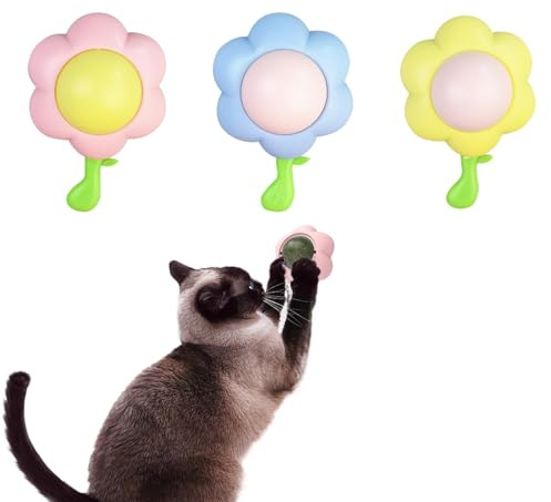 Ceeyoll 3 Stück Katzenminze Ball, Pfotenabdruck Katzenminze Rotierender, Catnip Ball, Rotierender Katzenminzeball, Essbare Katzenminze Kugeln, Wird Spielen Mit KäTzchen Und Mundreinigung Verwendet