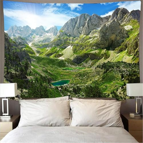 Wandteppich Berg 240x260 cm Groß Wandteppiche Natur 3d Druck Wandbehang Tapisserie Wandtuch für Wohnzimmer Schlafzimmer Wohnheim Wanddeko a-3477