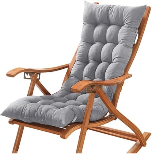 ZZDZW Stuhlkissen Mit Rückenteil Sitzkissen Garten Premium Hochlehner Auflage Küchen Stuhl Kissen Bequeme Stuhlauflage Gartenstuhl Für Outdoor Indoor Rückenkissen(Grau,110x55x8cm)