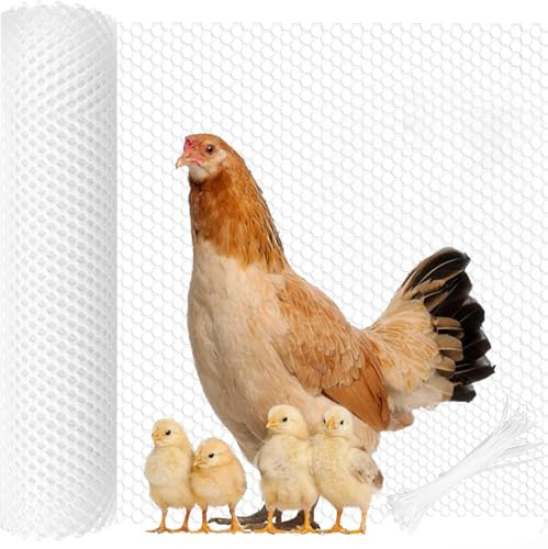 Didabotak Chicken Wire Fence Mesh, 0.8cm Opening Plastic Fencing for Gardening with Zip Ties, Poultry Fencing,Garden Netting, Chicken Wire Frame for Crafts, Floral Netting,White