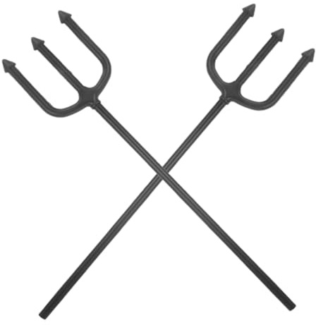 Warmhm 2pcs Black Devil Pitch Fork Halloween Demon Costume Accessories Plastic Handle Comfortable Grip for Party Cosplay and Haunted House Decor