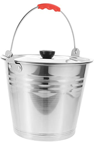 Yardenfun Edelstahl-aufbewahrungseimer Mit Griff Runder Eimer Für Haushalt Multifunktionaler Milcheimer Langlebiger Wassereimer Weiden-eimer Für Täglichen Gebrauch