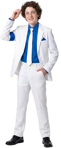 Koongso Pop King - Conjunto de traje de escenario de Michael Rockstar MJ Tour, chaqueta de rayas blancas, pantalones y vestido de los años 80 y 90 para Halloween, fiesta de baile casual