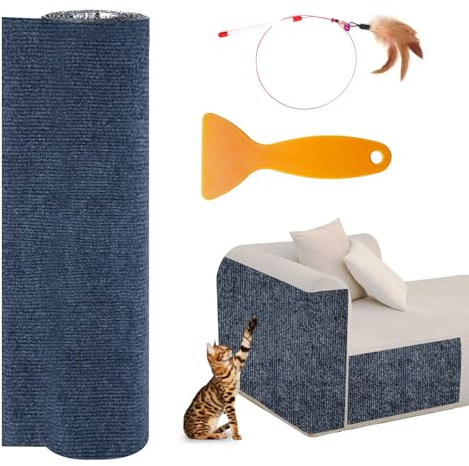 Kratzmatte Katze Selbstklebend,40x200CM, Katzen Kratzmatte DIY Trimmbarer, Couch Schutz, Kratzteppich Katze für Möbelschutz, Katzen kratzbretter(Grau)