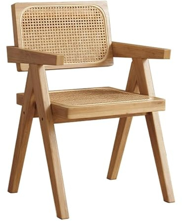 PINGSHI Boutique UK Vintage Gewebter Esszimmerstuhl, Rattan-Sessel for Wohnzimmer, Lesezimmer, Esszimmer, Küche, Schlafzimmer