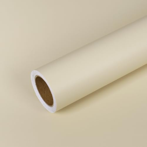 VEELIKE Papier Peint Beige Crème Moderne Papier Peint Adhesif Mural Beige Crème Mat 40 cm× 300 cm Épaissir Vinyle Adhesif Cuisine Lavable Rouleau Adhesif pour Meuble Chambre Tapete Selbstklebend