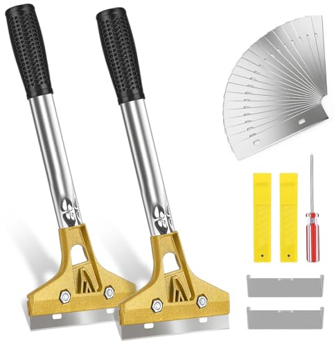 ITClosud 2 x Grattoir Vitre avec 20 Lames, Grattoir Peinture, Grattoir Plaque Vitrocéramique, pour Table de Cuisson, Carrelage, Papier Peint, Colle et Miroir, Outil Professio