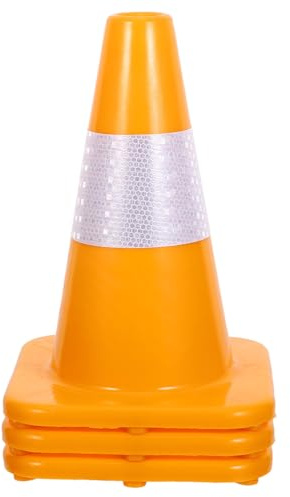 DEARMAMY Lot de 3 Cônes de Signalisation Routière 30 Cm Jaunes en Plastique Robuste avec Colliers Réfléchissants, Équipement de Contrôle Circulation pour Chantier, Entraînement