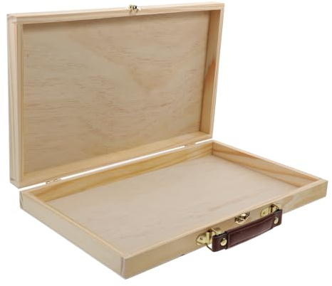 SOLUSTRE Scatola Porta Colori in Legno Portatile e Robusta Maniglia, Valigetta Multifunzione per Uso Quotidiano e Organizzazione Artistica