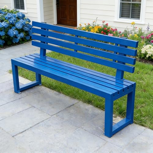yurstcggh Gartenbank,Wetterfest Outdoor Bank Sitzbank,Gartenbank mit Rückenlehne,Wintergarten Möbel,als Balkonbank,Holzbank Garten,for Terrasse Park Rasen Hof,2-4 Sitzer 100cm/3ft Blau