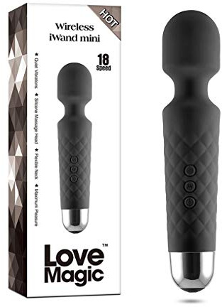 Love Magic IWand Mini Wand Vibrator, Schwarz, Ø 4,1 x 20 cm