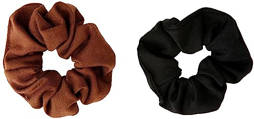 Manicare 2 hårsnoddar, svart och brun, medium stora elastiska hårband, mjukt tyg hårband, hästsvanshållare, tjocka noppor, knasigt armband, skonsam mot håret, frisör tillbehör