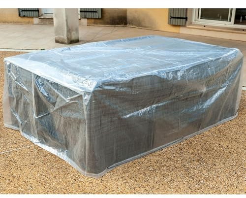 WERKA PRO Housse de Table 310 x 150 x 80 cm Étanche Anti-UV Transparente | Polyéthylène, aluminium, imperméable, durable, sécurisé, stable, solaire, usage jardin et extérieur, forme rectangulaire