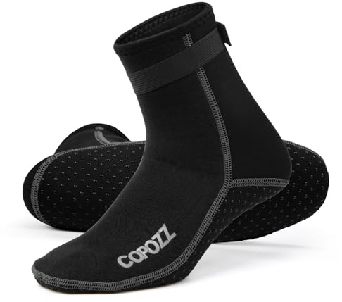 COPOZZ 3mm Tauchsocken Neoprensocken für Erwachsene Damen Herren, Dicke Tauchsocken Wassersport Schwimmen Socken für Schwimmen, Schnorcheln, Segeln, Surfen Wassersport,Schwarz,L
