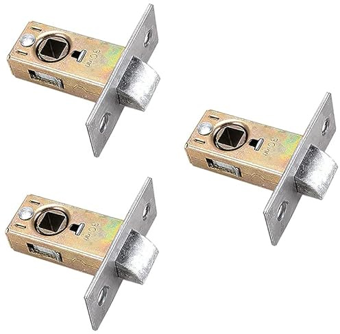 BE-TOOL - 3 piezas Cerradura de pasador tubular Perno Cerradura de lengüeta única para uso con manijas de puerta de palanca Lengüeta de la cerradura silencioso de baño (30mm Plano)