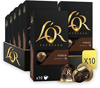 L'OR Forza - 100 Capsules de Café intensité 9 - Compatibles Nespresso®* (lot de 10 x 10)