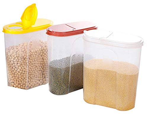 Li-HIM 3 PCS 2L Contenedor de Almacenamiento de arroz/Gran dispensador de Cereal hermético y Duradero con Tapas para Espaguetis Dulces - Mantener la Comida Seca/Fresca