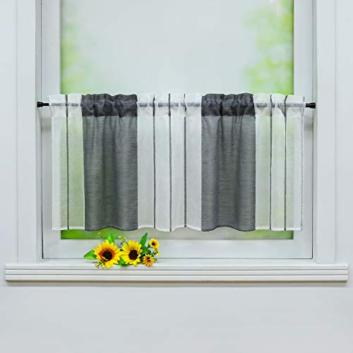 Joyswahl Scheibengardine mit modernem Streifen Design Bistrogardine mit Tunnelzug »Heiko« Transparente Gardine Stores BxH 120x30cm Grau 1er Pack
