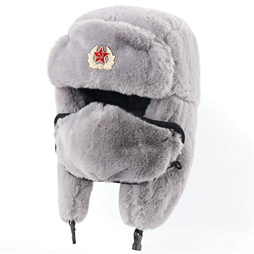 Russen Mütze Herren Winter Thermal Bomber Hüte Frauen Männer Sowjetarmee Militärabzeichen Russland Hut Ohrenklappe Schneekappen