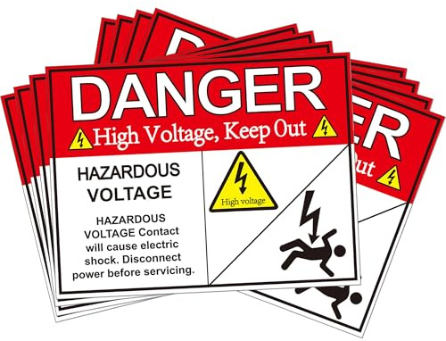 Hazardous Voltage Safety Warning Sticker 3 X 4 Danger Voltage Warnings Keep Out Label Decal Vinyl Adhesive High Voltages Electrical Safety Warning Sign Sticker for Battery Bank in-Wall Safe 8 Pack