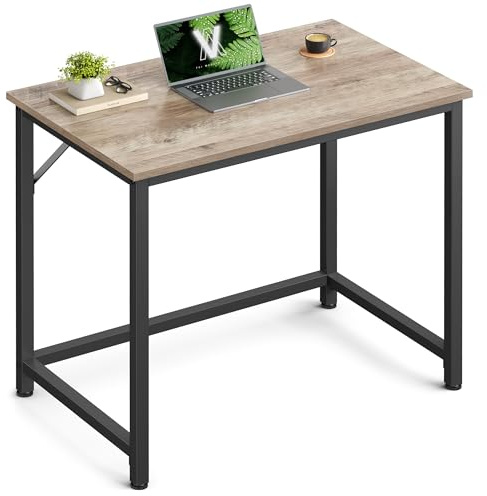VASAGLE skrivbord, litet datorbord, kontorsbord, för arbetsrum, sovrum, 80 x 50 x 76 cm, industriell design, metallram, gråmelerad bläcksvart LWD038B02