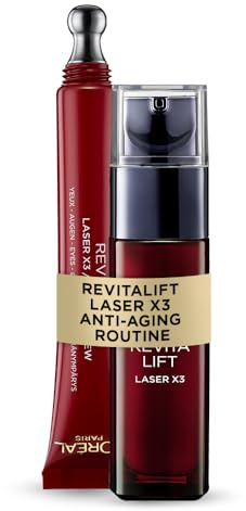 L'Oréal Paris Anti-Aging Routine mit Anti-Aging Gesichtspflege und Augencreme, 3-fach Wirkung, Mit Hyaluronsäure, Für alle Hauttypen geeignet