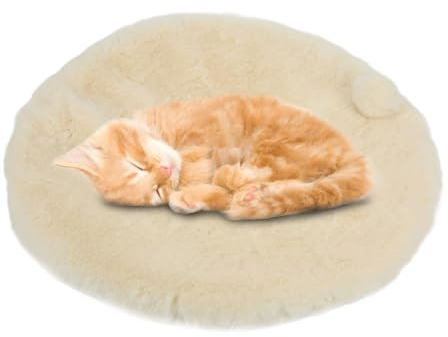 Katzenbetten für Hauskatzen, 4 cm/1,6 Zoll Dicke Kätzchen Runde Bett Haustier Welpen Schlafmatte Waschbares Hundekissen mit Anti-Rutsch Boden, Hundebett Weiches Matten Spielball Hundematte für Kiste