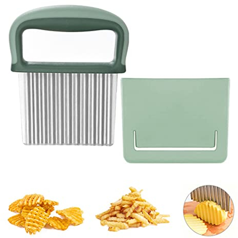 Neoreser Crinkle Cutter, Crinkle Chip Cutter, for Potato Chips, French Fries, Fruits and Vegetables Waves Cutting Tool (Green)