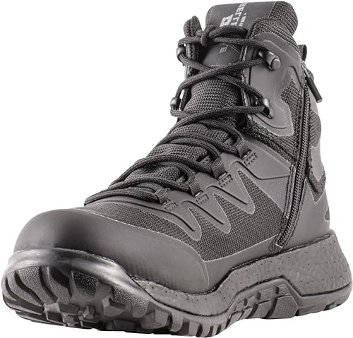 Belleville AMRAP Vapor BV970Z WP T - Stivali tattici da uomo, impermeabili, per polizia, EMS, sicurezza con suola a trazione, Nero (con cerniera), 44.5 EU