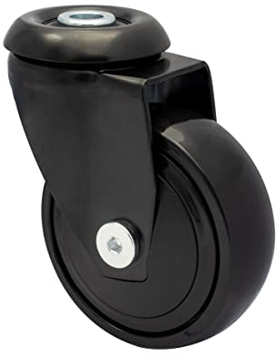 WAGNER ultrawendige 360° - 3C - Design-Lenkrolle/Apparaterolle/Möbelrolle - schwarz, soft, Rückenloch kompatibel mit TENO Möbelbeine System, Durchmesser Ø 75 mm, Tragkraft 75 kg - 01127701