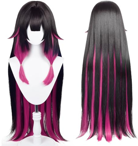Parrucca cosplay anime, parrucca Genshin Impact, con due cappucci per parrucca, per Halloween, feste e così via. (Damselette Colombina Cosplay)
