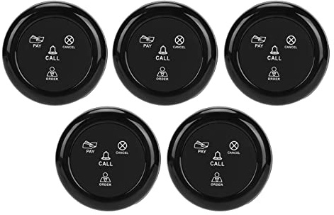 Kabelloser Pager Rufknopf, 5 Stück SOS wasserdichte Rufknöpfe, Kabelloser Betreuer Rufknopf für Café, Shop, Teehaus, Service, Klingel, Haustürklingel