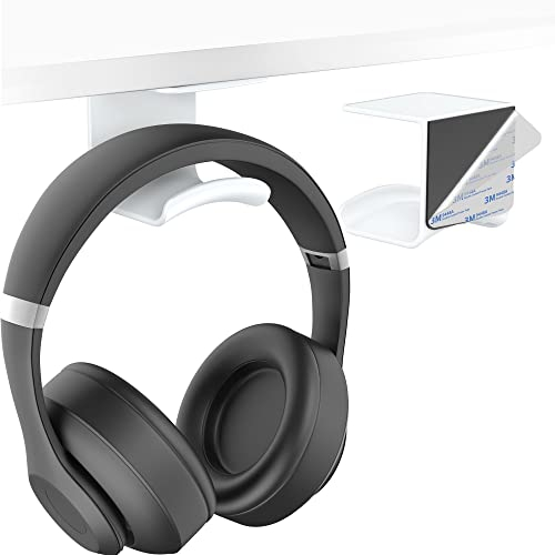 Cozycase Headphone Holder Hanger - Stick-On Hook on Wall or Under Desk with Strong 3M Adhesive Pad,Universal Headset Perfect for Most of Gaming up to 2.2 lb, White (B0C52R3Y1Q)