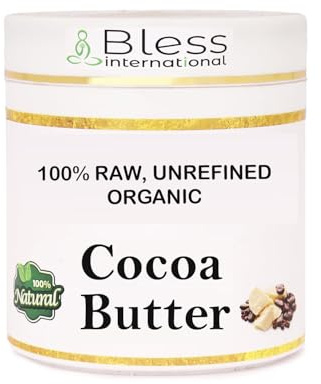 Organic Raw Cocoa Butter 100% Pure,Natural & Unrefined| Skin Moisturizer For Face, Body & Hair| 1 LBS/450 GM Ivory/White Grade A | DIY Creams, Balms, Lotions, Soaps| Softens Dry & Tough Skin