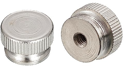 QUARKZMAN Zigrinato Pollice Dadi, 2pz M4 x D16mm x H10mm Carbonio Acciaio Dado Zigrinato con Collare Alto Testa Ceco Foro Zigrinato Pollice Dadi per Stampante 3D Parti