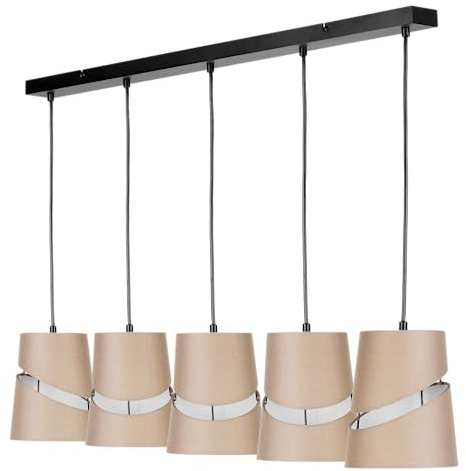 REV Hängelampe 5-flammig - verstellbare Pendelleuchte, E27, Ø16cm, beige | Deckenlampe Wohnzimmer (LxBxH) 96x16x120cm