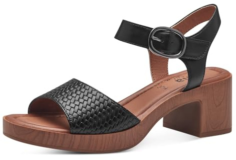 Jana Dam Softline 8-28374-42 001 svart platt bekväm multibredd vardagssko festlig elegant sandal med klack, 38 EU bred, svart, 38 EU Weit