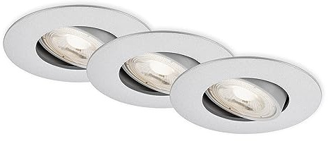 BRILONER - 3er Set LED Einbaustrahler 230V, LED Strahler Badezimmer IP65, Deckenstrahler stufenlos dimmbar, Spots, Deckenspots, Badezimmerlampe, Chrom-Matt, 90x42 mm (DxH)