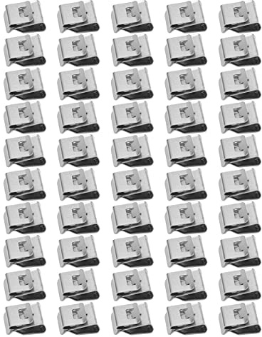 50 Clips para Cables de 2 Cables de Acero Inoxidable, Juego de Abrazaderas para Fijación de Cables, Soporte para Cables de Pared, Organizador de Cables, Clip para Cables, Gestión