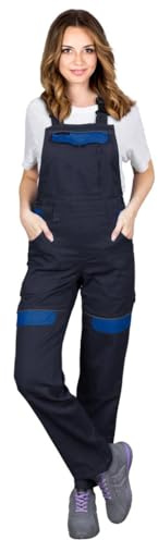 REIS CORTON-L-B Damen-Schutzlatzhosen: 100% Baumwolle, 260 g/m², Vielseitige Taschen, Anpassbare Passform, Reflektierend, Farbe: Marineblau-blau, Größe 36